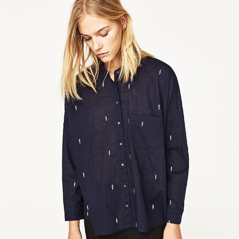Zara Oversized Embroidered Shirt